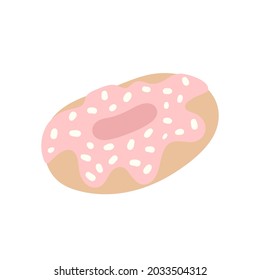 cute hand-drawn donut with sprinkles. vector image isolated on a white background