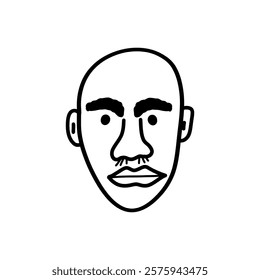 Cute Hand-Drawn Doodle Illustration of a Bald Man's Head