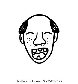 Cute Hand-Drawn Doodle Illustration of a Bald Man's Head