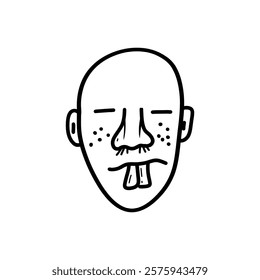 Cute Hand-Drawn Doodle Illustration of a Bald Man's Head