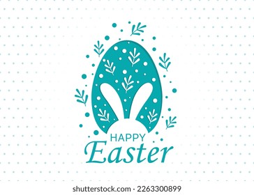 Cute hand-drawn Easter horizontal design with bunnies, flowers, easter eggs, and a beautiful background, great for Easter Cards, banners, textiles, wallpapers - vector design.