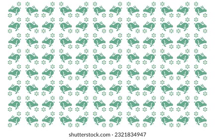 Cute hand-drawn Easter seamless pattern with bunnies, flowers, easter eggs, beautiful background, great for Easter Cards,
