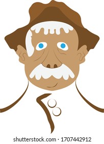 Hübscher, handgezeichneter älterer Mann mit Schnurrbart