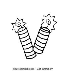 Cute hand-drawn firecrackers. Hand-drawn vector illustration. Winter elements for greeting cards, posters, stickers, and seasonal design.