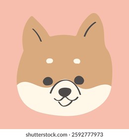 Cute hand-drawn flat Shiba Inu face icon illustration