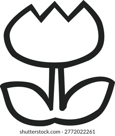 A cute hand-drawn flower. Symbolizes macro shooting mode, close-up photography, and botanical beauty.