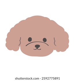 Cute hand-drawn fluffy toy poodle face icon illustration