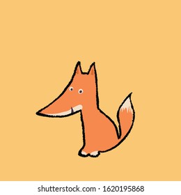 Cute hand-drawn fox vector print.Wild zoo animal
