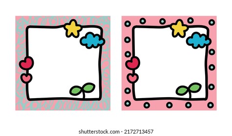 Cute hand-drawn frame illustration drawn in kindergarten.
