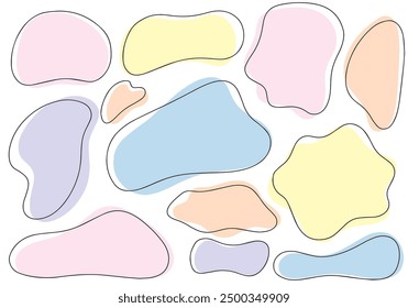 A cute hand-drawn frame set with fluffy shapes