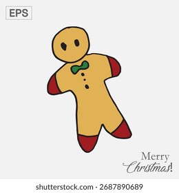 Linda galleta de hombre de jengibre dibujado a mano para Navidades Festiva