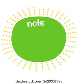 Cute Hand-Drawn Green Notepad, Planner Label, Paper Sheet, Sticky Note Vector Illustration
