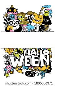 Cute hand-drawn Halloween doodles ,vector illustration