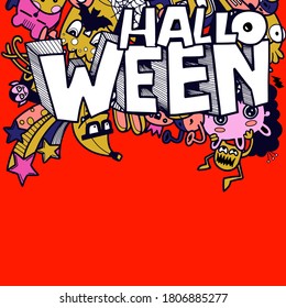Cute hand-drawn Halloween doodles ,vector illustration
