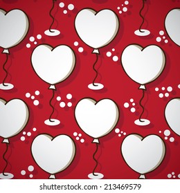 cute hand-drawn heart  balloon. Vector seamless cute pattern with hand-drawn heart  balloon