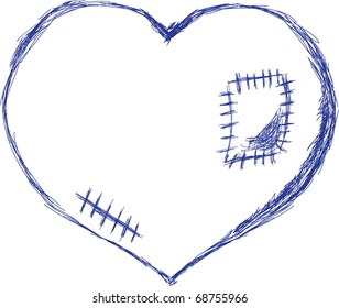 cute hand-drawn heart with patch