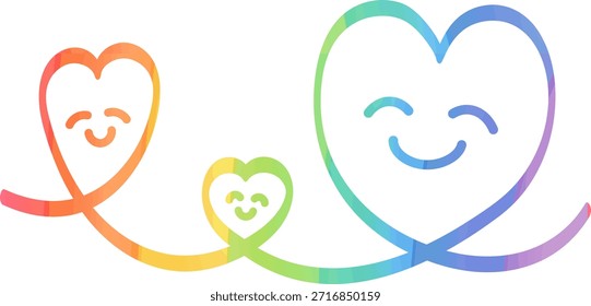 Cute hand-drawn heart with rainbow lines illustration Simple and gentle family design
