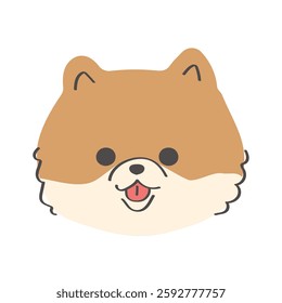 Cute hand-drawn icon illustration of a young Pomeranian's face