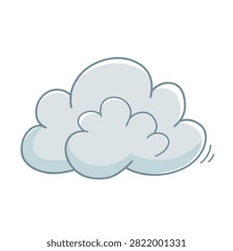 A cute hand-drawn illustration of a fluffy grey cloud with simple outlines and soft shading for weather or weather app design