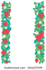 Cute hand-drawn illustration frame of strawberries. -vertical position-