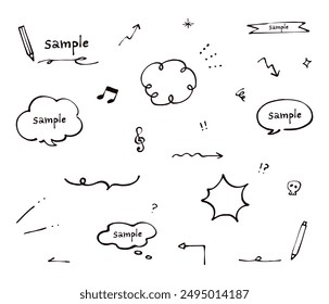 A cute hand-drawn illustration material set perfect for various design projects.
