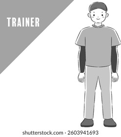 A cute hand-drawn illustration of a person who works as a trainer. A stylish and gentle impression. Vector illustration.