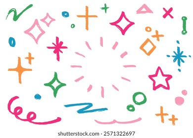 Cute hand-drawn illustration set with a touch of brush