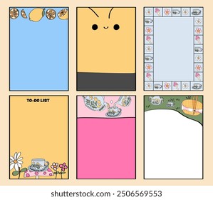 Cute hand-drawn kids' picnic planner pages.	