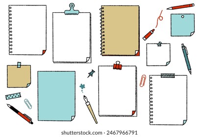 Cute hand-drawn notebook illustration set (colourful)