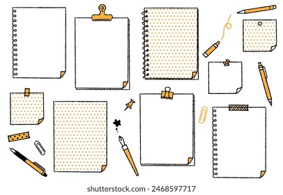 Cute hand-drawn notebook illustration set (two-colour)