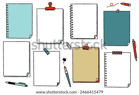 Cute hand-drawn notebook illustration set (colourful)