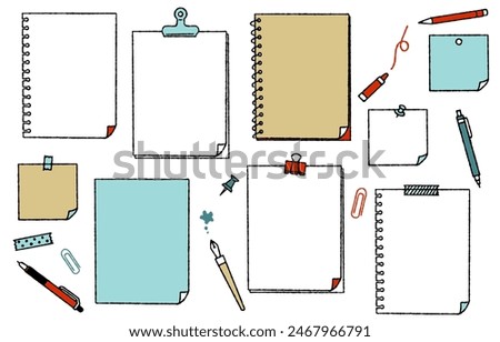 Cute hand-drawn notebook illustration set (colourful)