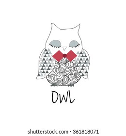 cute hand-drawn owl. vector illustration