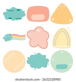 Cute Handdrawn Pastel Shape Cloud Rainbow Element Decorative Graphic