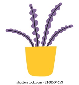 Cute Hand-drawn Plant in a Pot Flat Vector Illustration