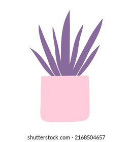 Cute Hand-drawn Plant in a Pot Flat Vector Illustration