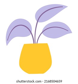 Planta dibujada a mano en una ilustración vectorial plana de macetas