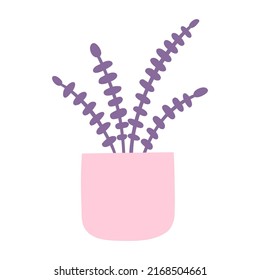 Cute Hand-drawn Plant in a Pot Flat Vector Illustration