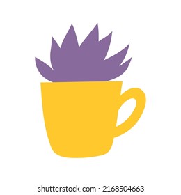 Cute Hand-drawn Plant in a Pot Flat Vector Illustration