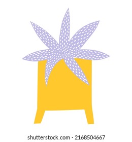 Planta dibujada a mano en una ilustración vectorial plana de macetas