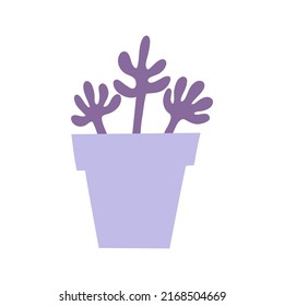 Cute Hand-drawn Plant in a Pot Flat Vector Illustration