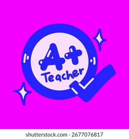 Lindo dibujado a mano A Plus Maestro Grado Ilustración para la Educación