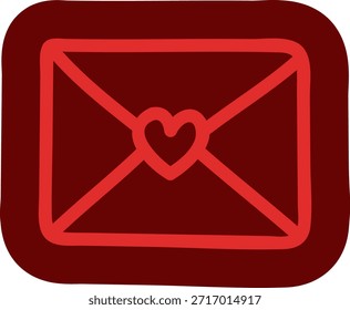 Cute hand-drawn red envelope with a heart seal, perfect for Valentine’s Day messages, romantic designs, and sweet digital stickers