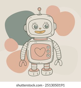 robô bonito desenhado à mão para ilustração de cartazes
