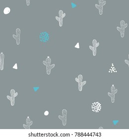 cute hand-drawn seamless pattern with cactus