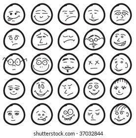 Cute hand-drawn smiles with amazing expressions