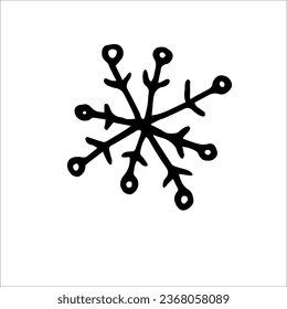 Un tierno copo de nieve dibujado a mano. Ilustración vectorial dibujada a mano. Elemento invernal para tarjetas de felicitación, carteles, pegatinas y diseño estacional.