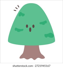 Personaje de árbol sorprendido dibujado a mano lindo con Ilustración vectorial de expresión impactada