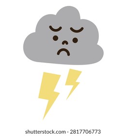 Cute Hand-Drawn Thundercloud with Lightning Illustration