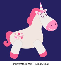 Unicornio dibujado a mano. Ilustración vectorial. Caricatura. Estilo dibujado a mano.